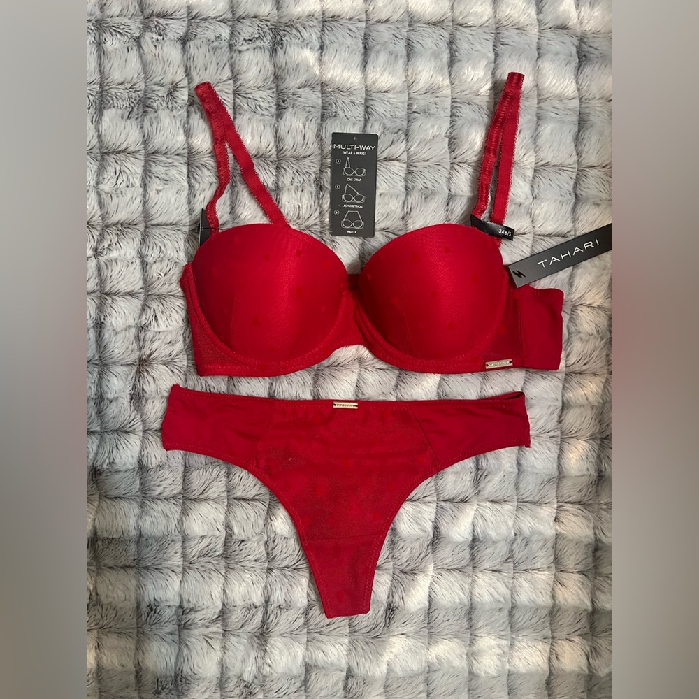 Tahari Scarlet Red Multi-Way Bra and Panty Set